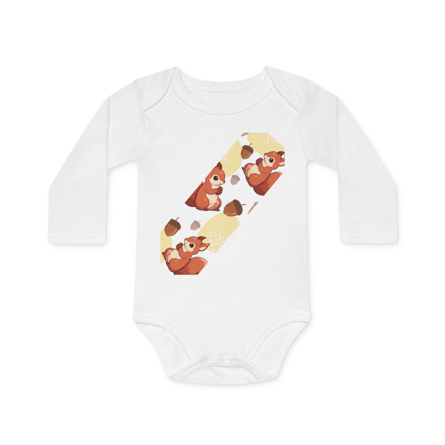 Organic Baby Bodysuit with Cute Squirrel Design